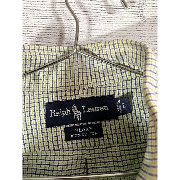 Ralph Lauren Blake Men's L Purple/Green Plaid Long Sleeve Button Down Shirt - Picture 4 of 5